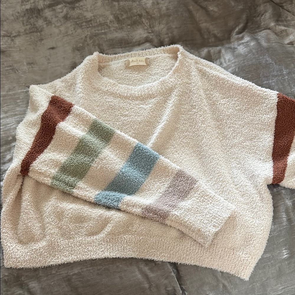 Altar'd State Chunky Knit Color-Block Crew Neck Sweaters